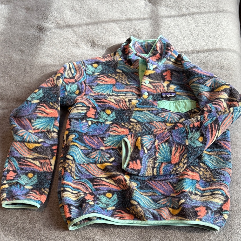 Patagonia Synchilla Women’s Fleece Sz S - Purple, Green, Peach